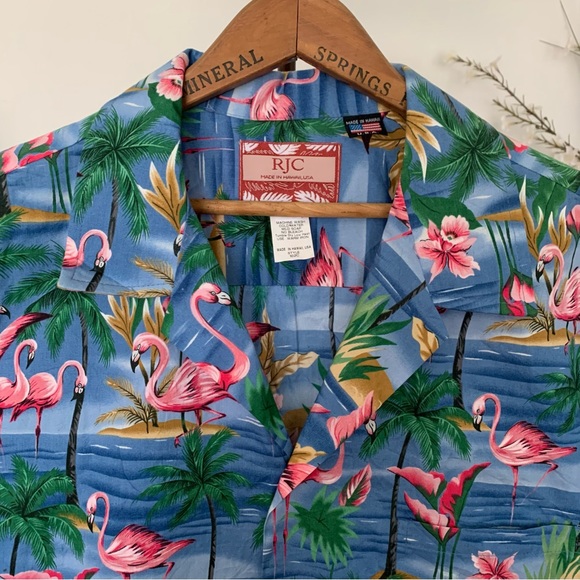 RJC Hawaiian Shirt Pink Flamingo Orchid Short-Sleeve Button-Down, Size 2XL - Picture 3 of 16